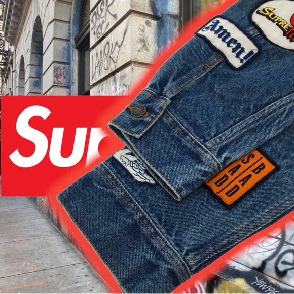 🚨GRaiL ALeRt🚨2018 SuPReMe PaTcHeS 🚸 DeNiM TRuCKeR JaCKet 🧥 - Picture 4 of 6